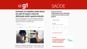 Entre os participantes com maior pressão profissional, 54,37% apresentaram o problema de disfunção eretil, contra 8,21% entre aqueles com menor nível de tensão.